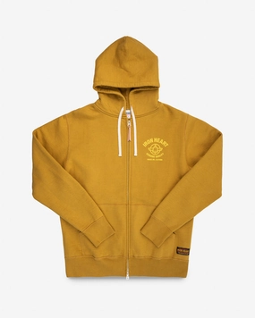 Fairy Touch Printed 14oz Ultra Heavyweight Loopwheel Cotton Zippered Hoodie - Mustard