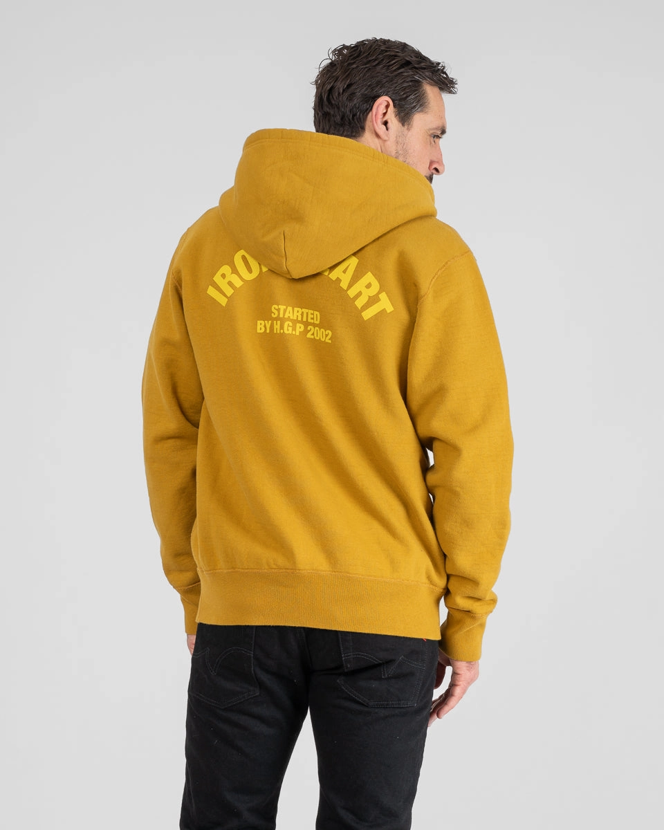 Printed 14oz Ultra Heavyweight Loopwheel Cotton Zippered Hoodie - Mustard Data Mode AntiBacterialTextile