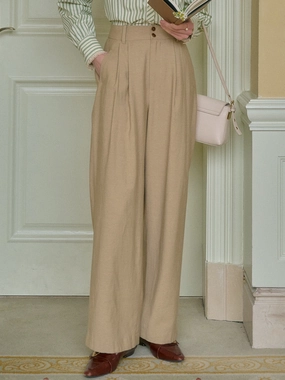 Karina Khaki Linen Trousers Effortless Design Light Reflective Details