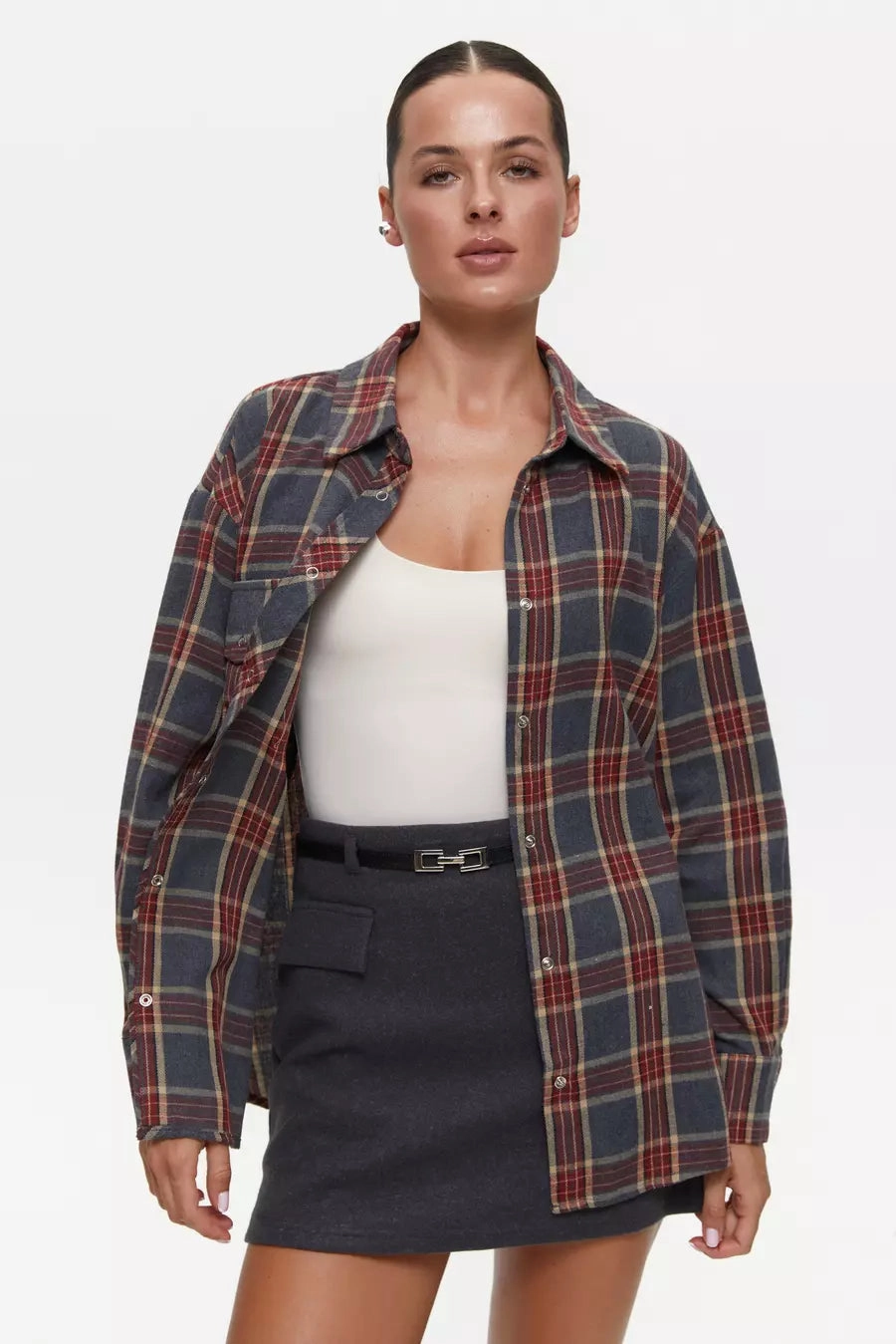 Red Large Check Shirt Sports Ready Eco Dye Technique