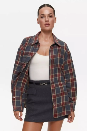 Red Large Check Shirt Sports Ready Eco Dye Technique