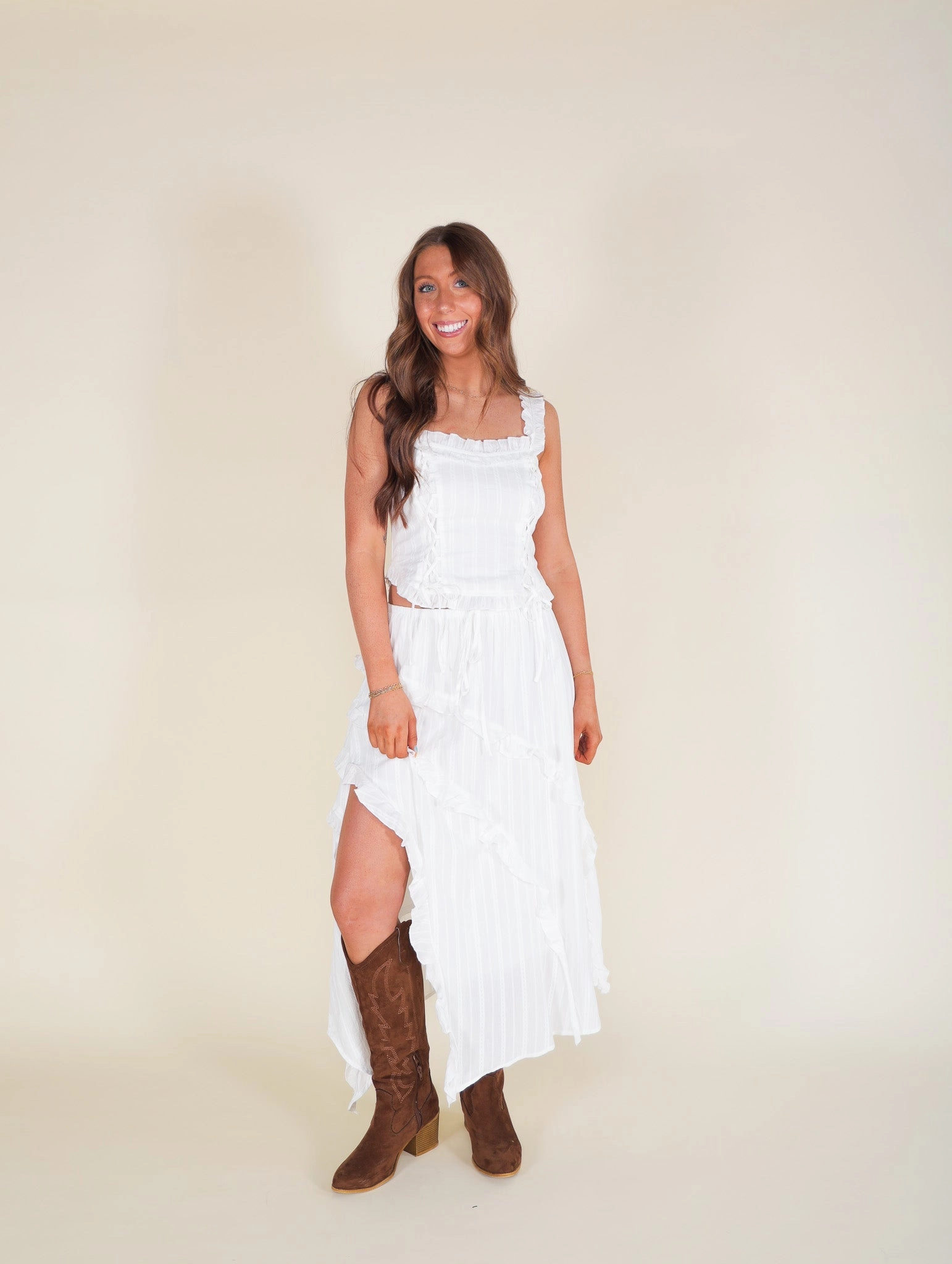 Glass Fit Saga Vibe Tiffany Ruffle Slit Skirt