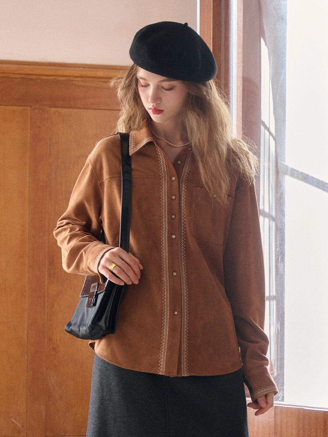 Flora Lapel Bohemian Jacket Flexible Waistband Relaxed Layer