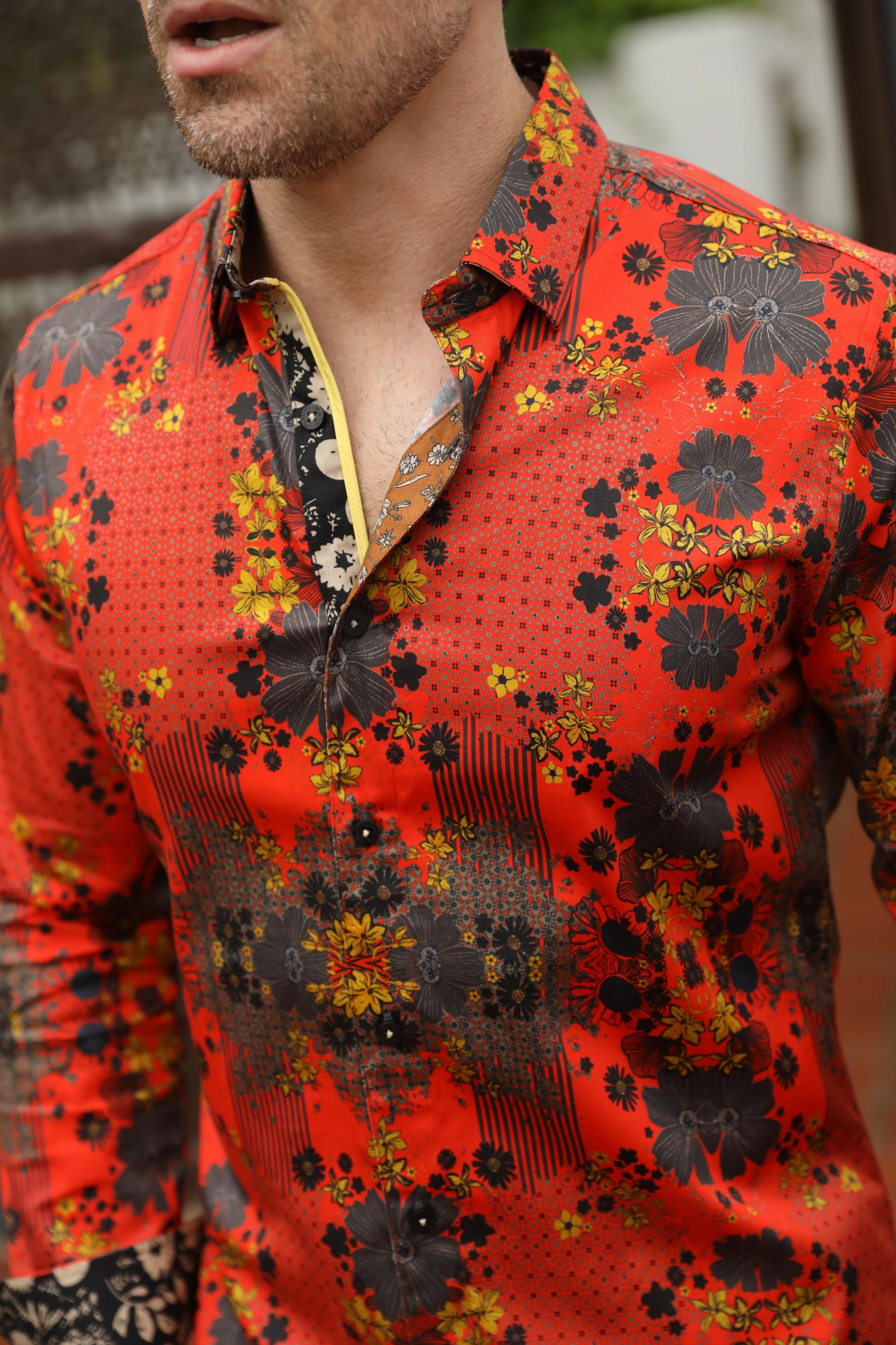 Floral Print Satin Shirt - Red Breathable Style