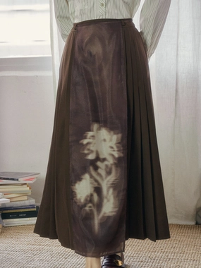 Polly A-Line Floral Pleated Ma Mian Skirt Anti Static Finish