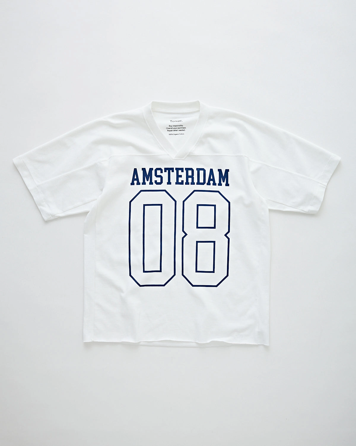 Shine Mood Pure Linen Blend Football T-Shirt Amsterdam White