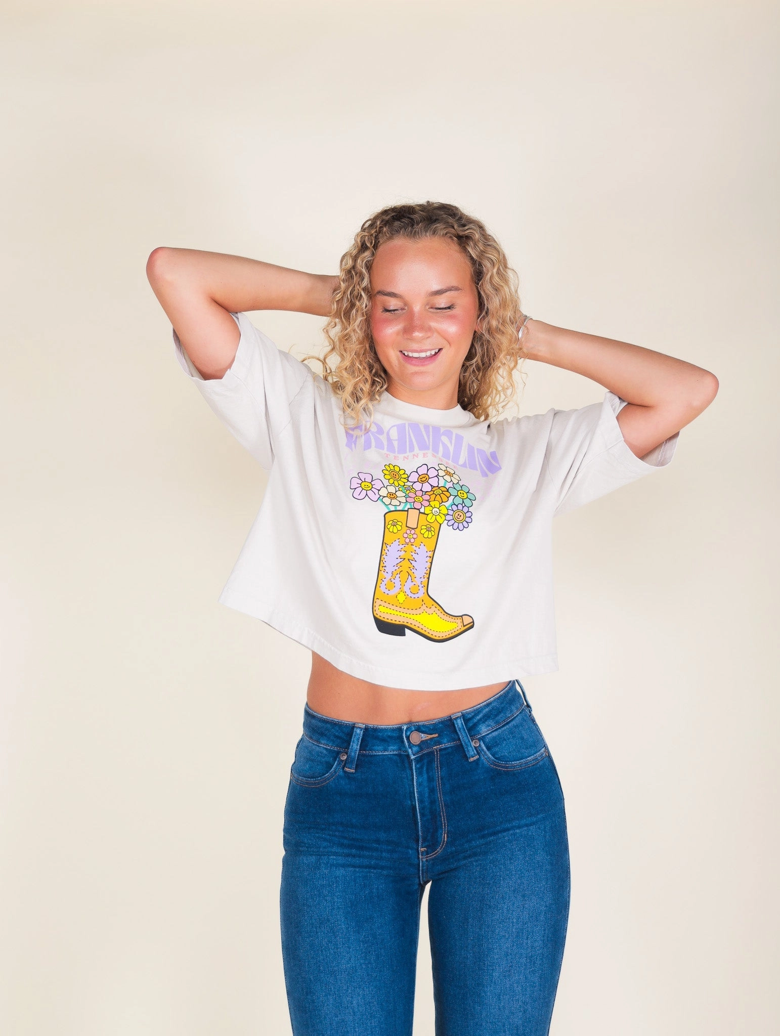 ZipperedPockets Franklin Bootiful Oversize Crop Tee
