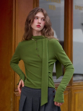 Stylish Layer Village Charm Jaliyah Slanted Placket Knit Top