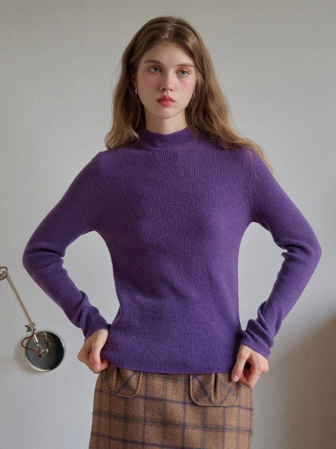 ThermalInsulated Abby Mock Neck Ribbed Sweater