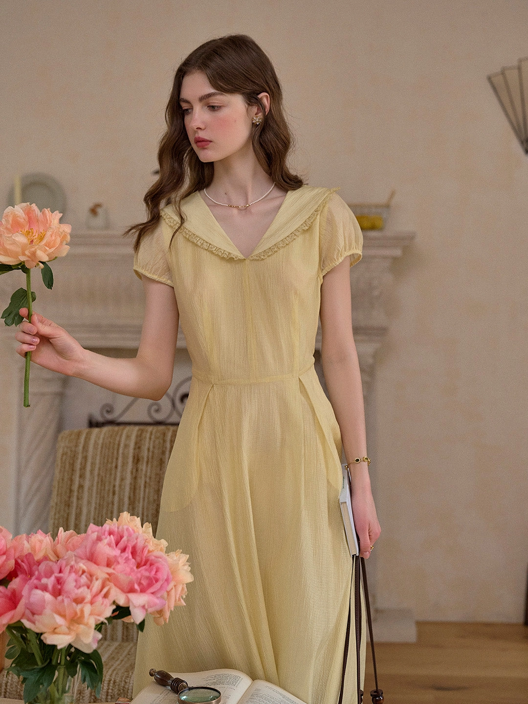 Saga Fit Caroline V-Neck Lace Lyocell Dress