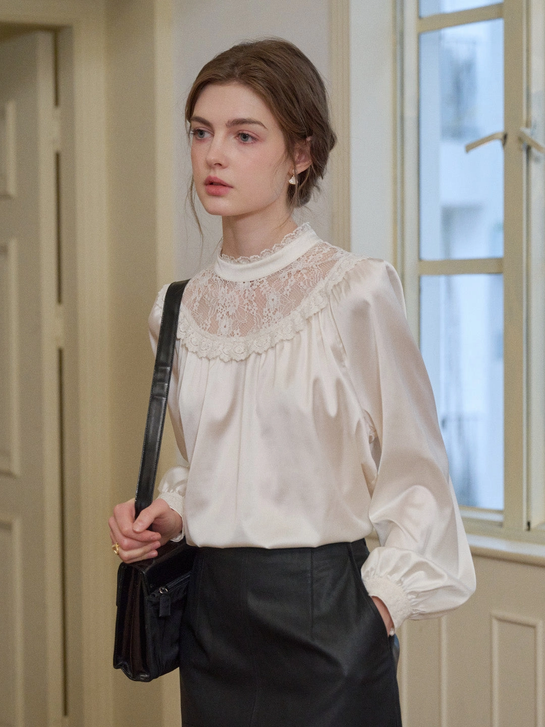 Sea Fit Summer Wear Kelly Stand Collar Lace Blouse