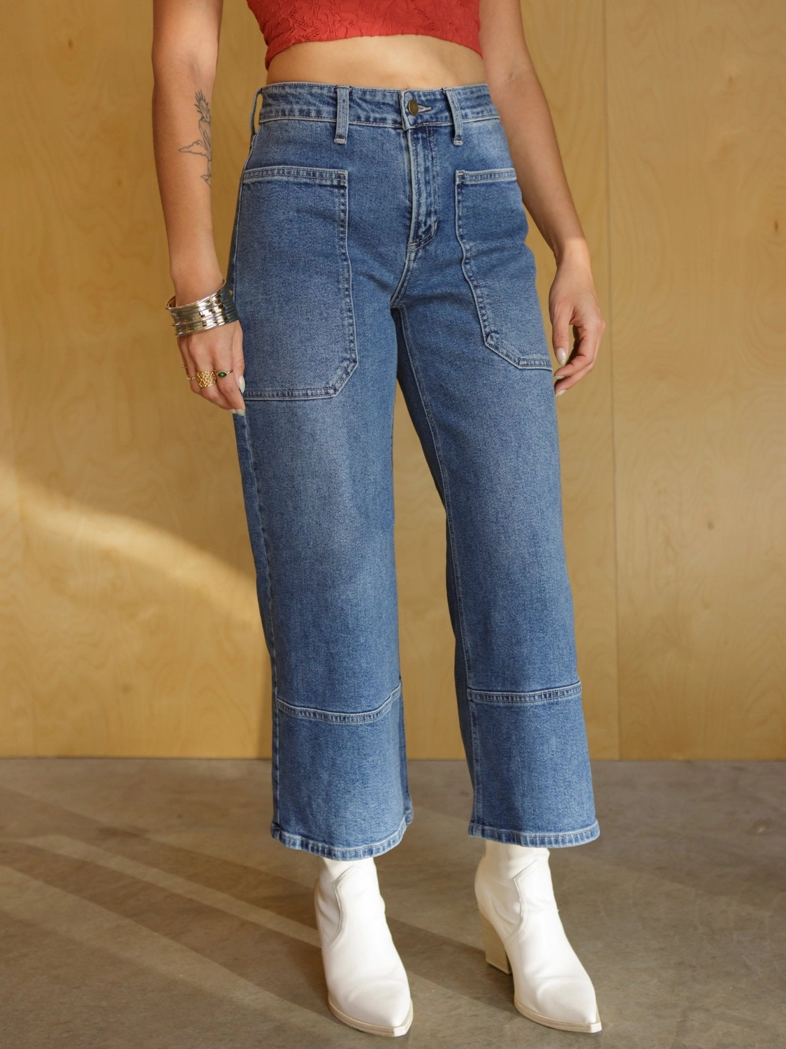 Core Layer Water Efficient Wash Process Future Tripping Wide Leg Jeans