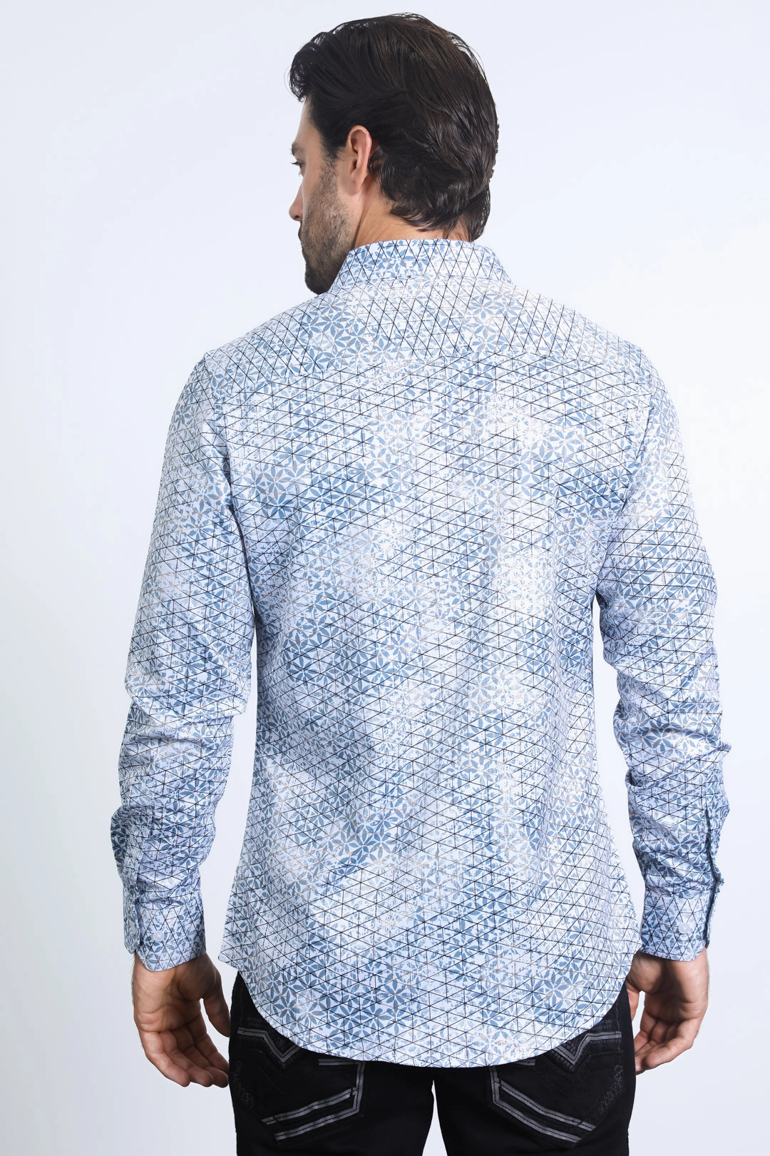 Mens Modern Fit Stretch Foil Fashion White Shirt Compact Fold Design