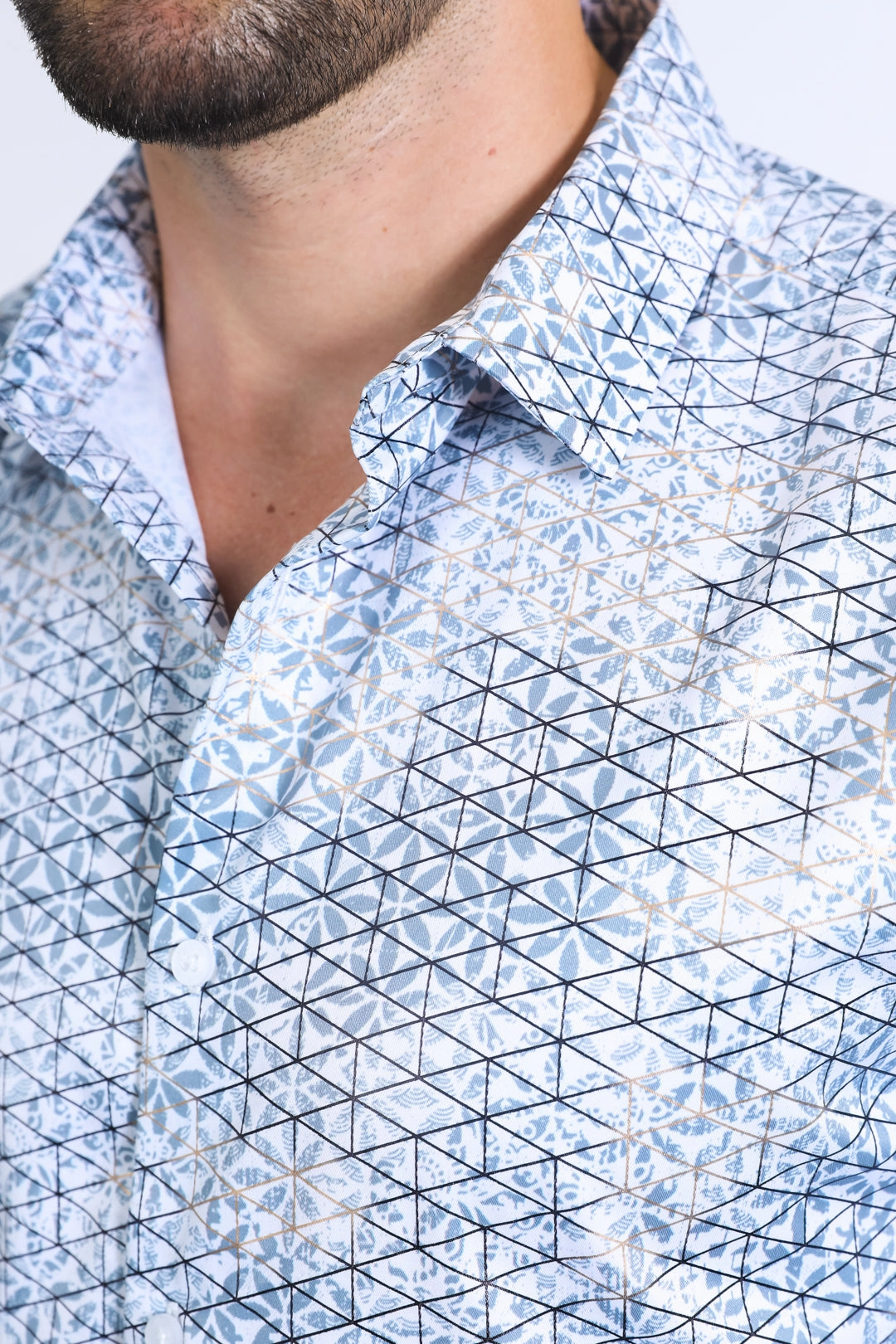 Mens Modern Fit Stretch Foil Fashion White Shirt Relaxed Look