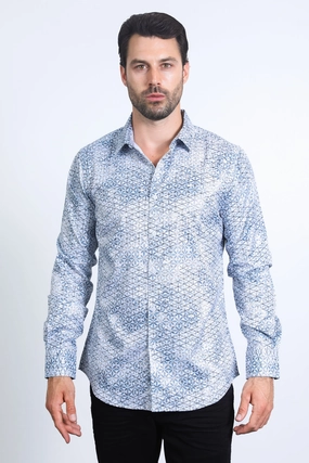 Performance Fabric Quick Dry Technology Mens Modern Fit Stretch Foil Fashion White Shirt