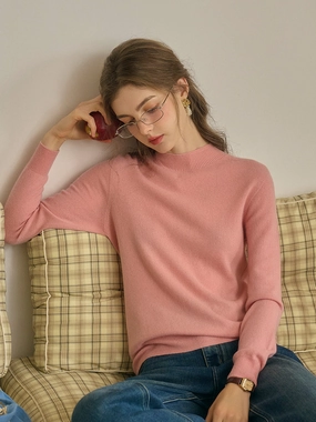 Kamari Mock Neck 100% Wool Slim Fit Knit Sweater Trend Glow