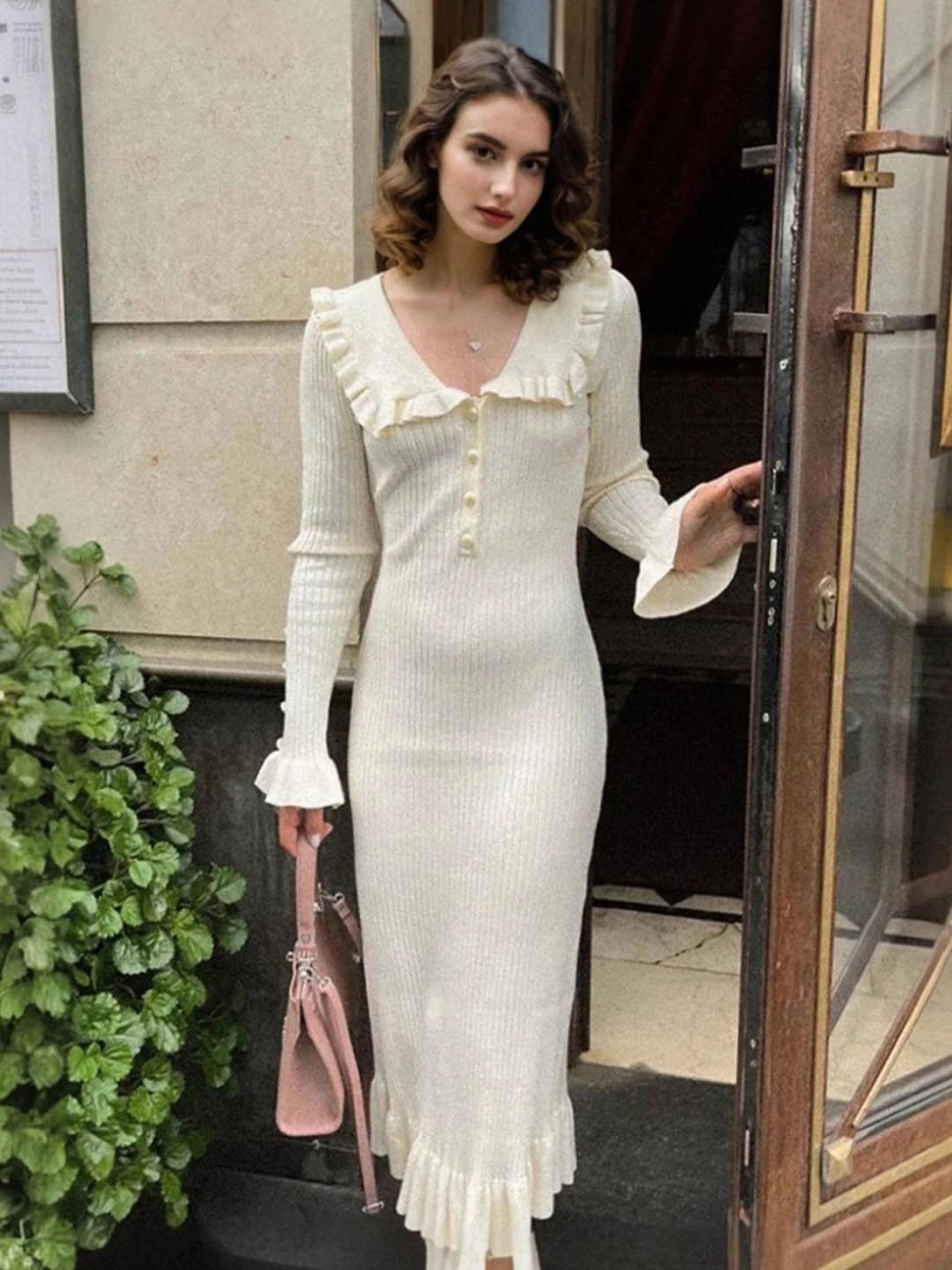 Gloria V-Neck Dress Gloss Fit