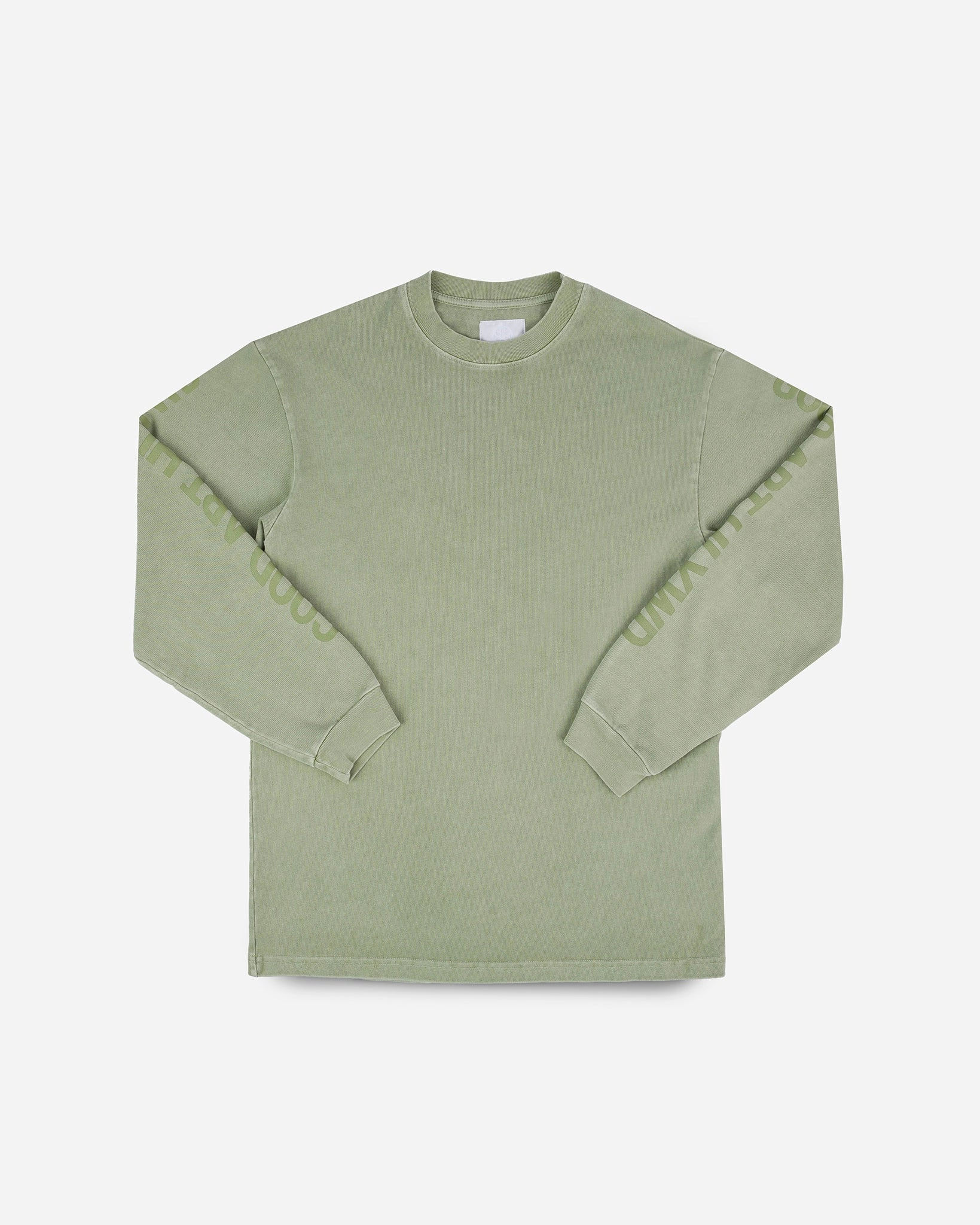 WindResistantWeave GOOD ART HLYWD Heavyweight Long Sleeve Crew Neck T-Shirt - Sage Green