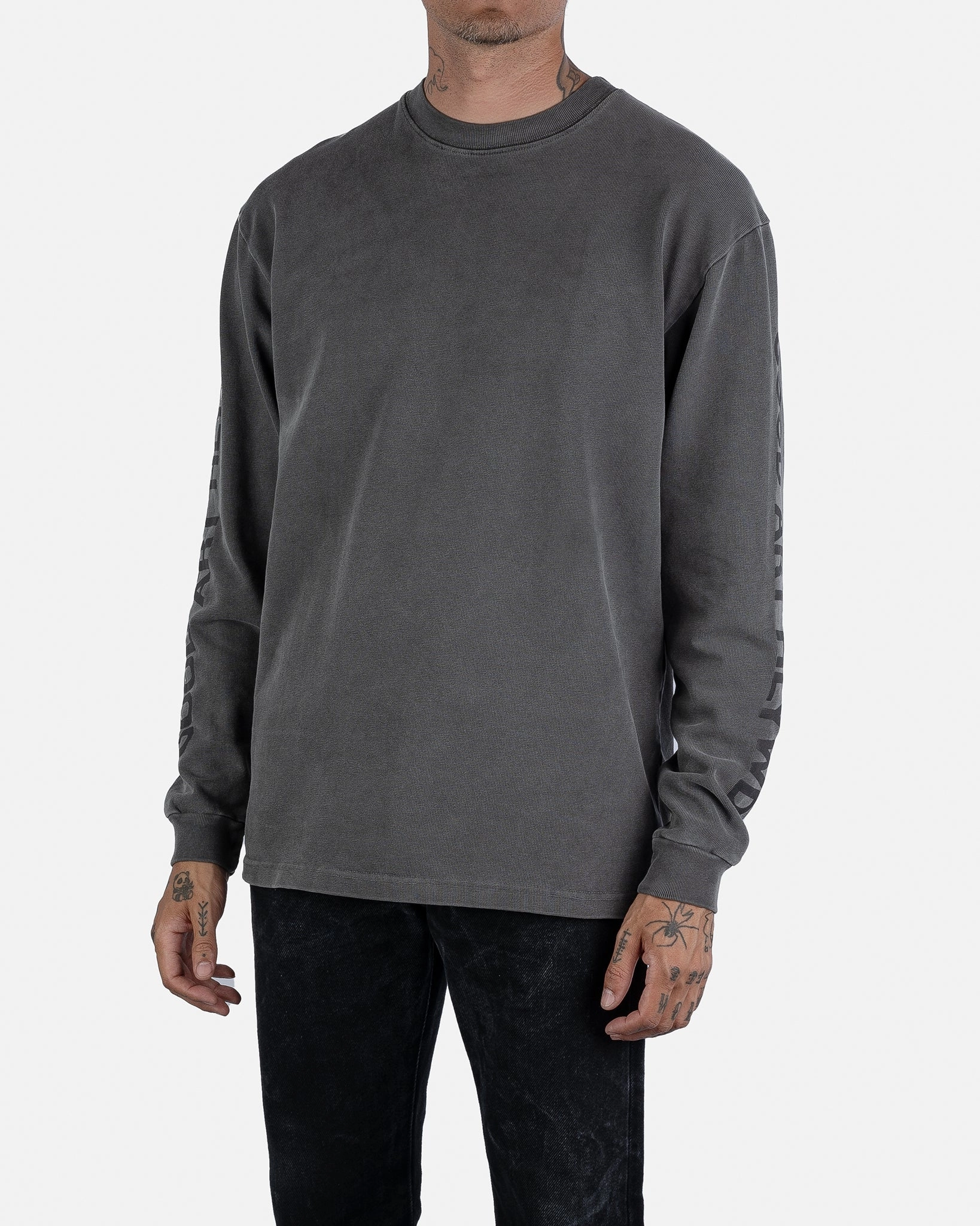 smooth zipper Evening Chic GOOD ART HLYWD Heavyweight Long Sleeve Crew Neck T-Shirt - Vintage Black