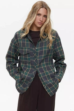 Traveler??s Choice Minimal Design Green Large Check Shirt