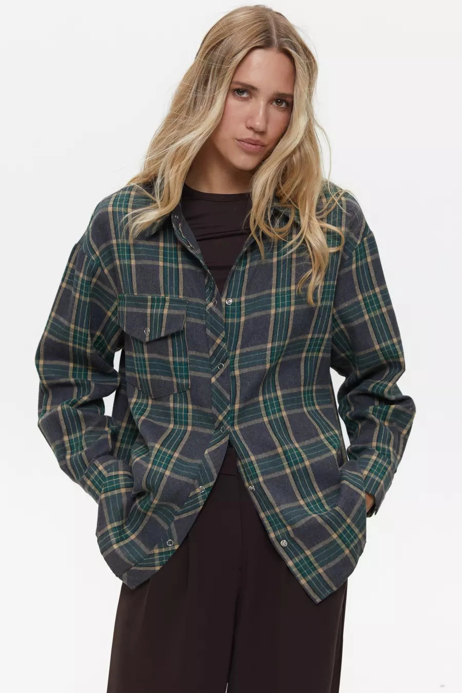 Sky Mood FadeResistantColors Green Large Check Shirt
