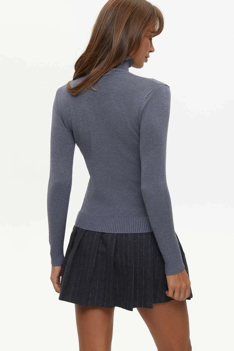 Everyday Wear Thermal Insulation Technology Grey Basic Knit Turtleneck Sweater