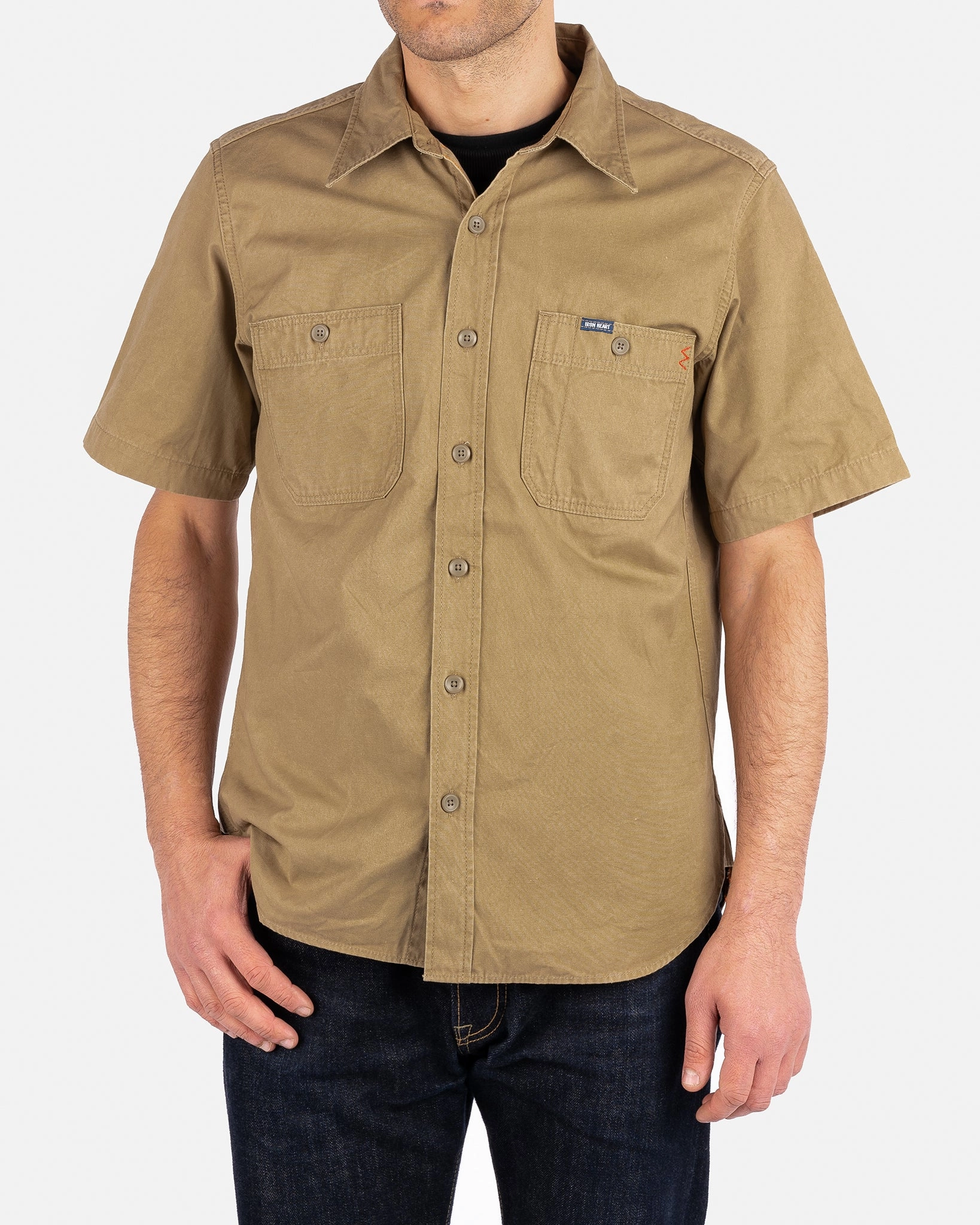 7oz Fatigue Cloth Short Sleeved Work Shirt - Khaki Mind Ease