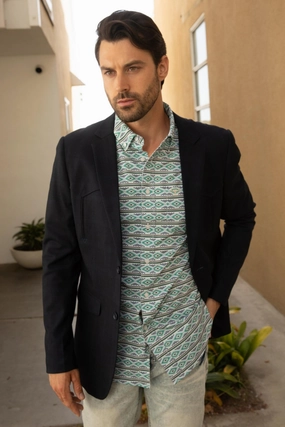 Men's Western Sport Coat with Elbow Patch - Dark Charcoal Clean Fit