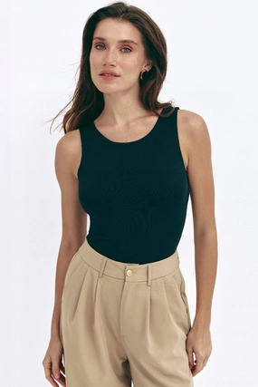 Black Basic Sleeveless Bodysuit Cozy Flex Warm Appeal