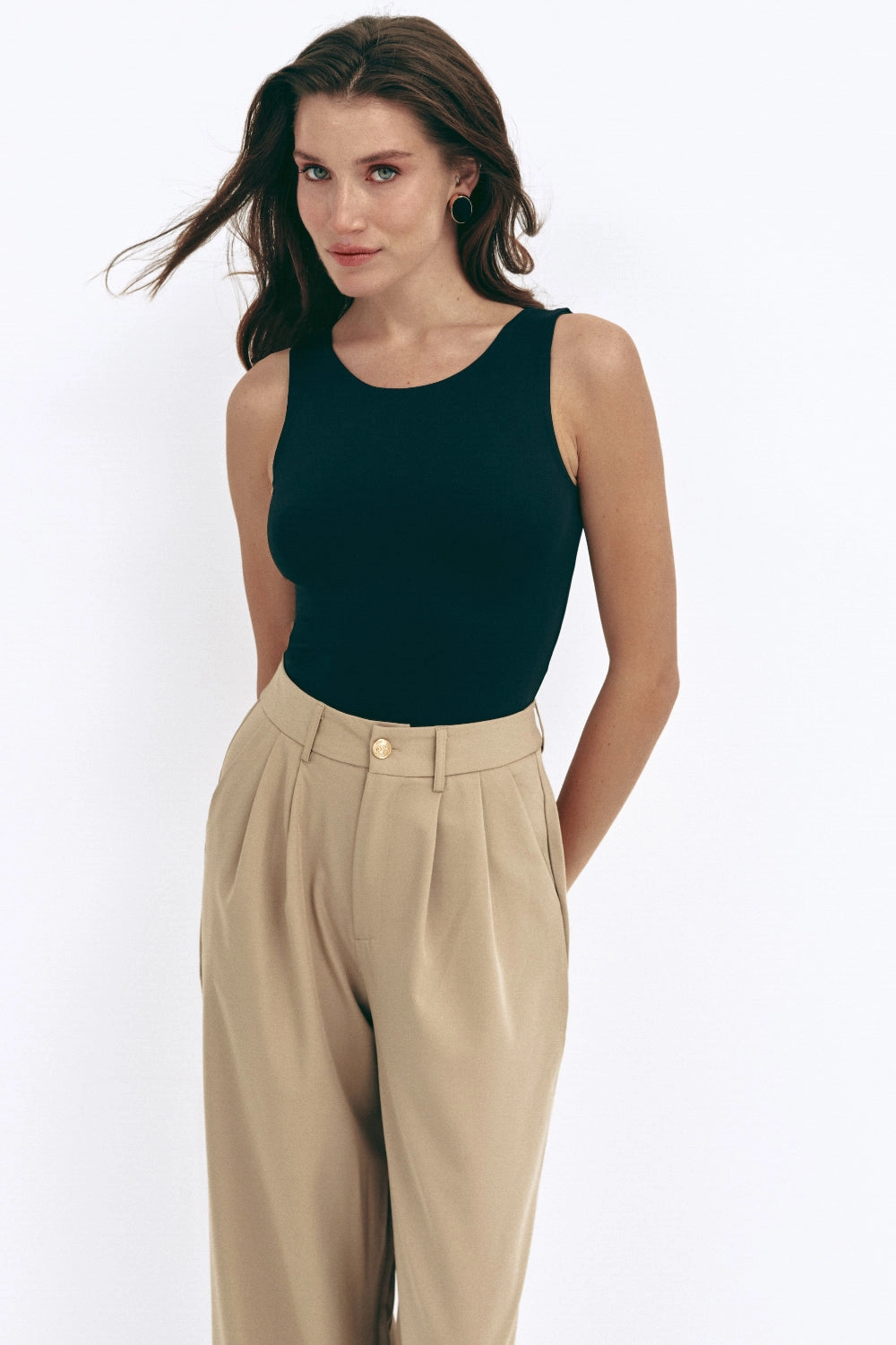 Layering Fit Cozy Apparel Black Basic Sleeveless Bodysuit