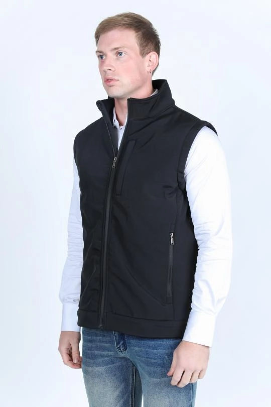 Mens SoftShell Concealed Carry Water-Resistant Vest - Black Water Repellent Coating
