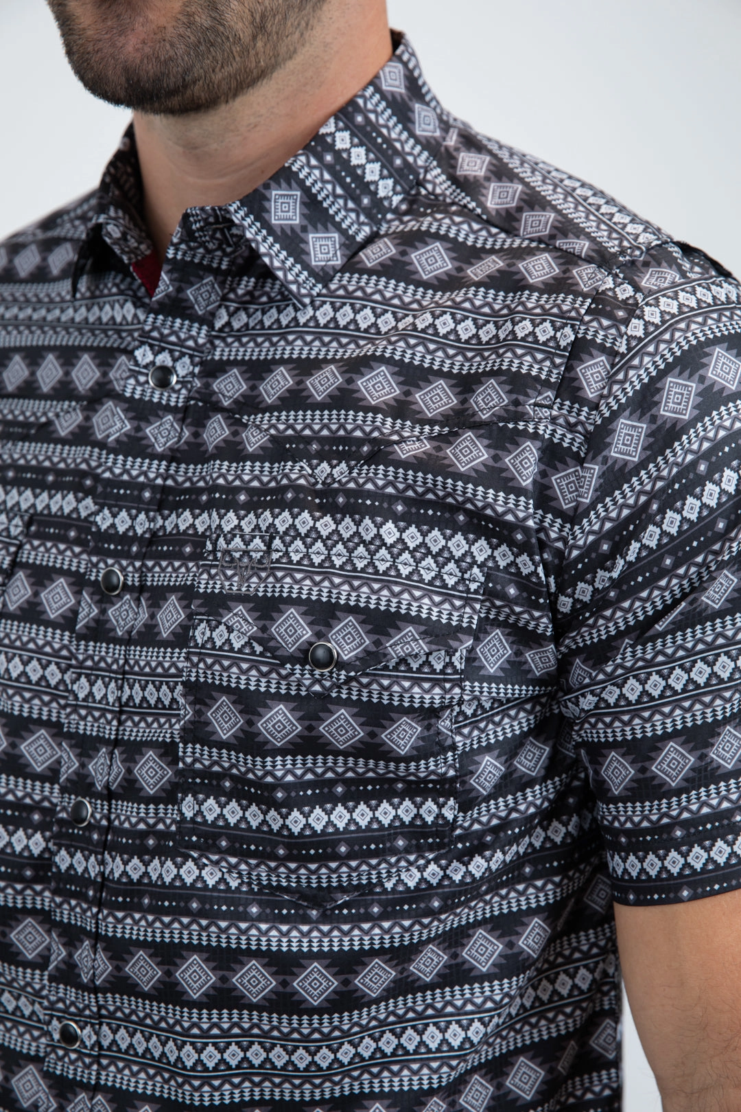 Gym Appropriate Casual Day Men's Performance Western Short Sleeve Black Shirt