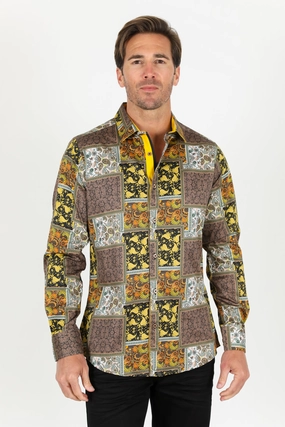 Seamless Shoulder Construction Vintage Wash Satin Cotton/Spandex Long Sleeve Shirt - Black