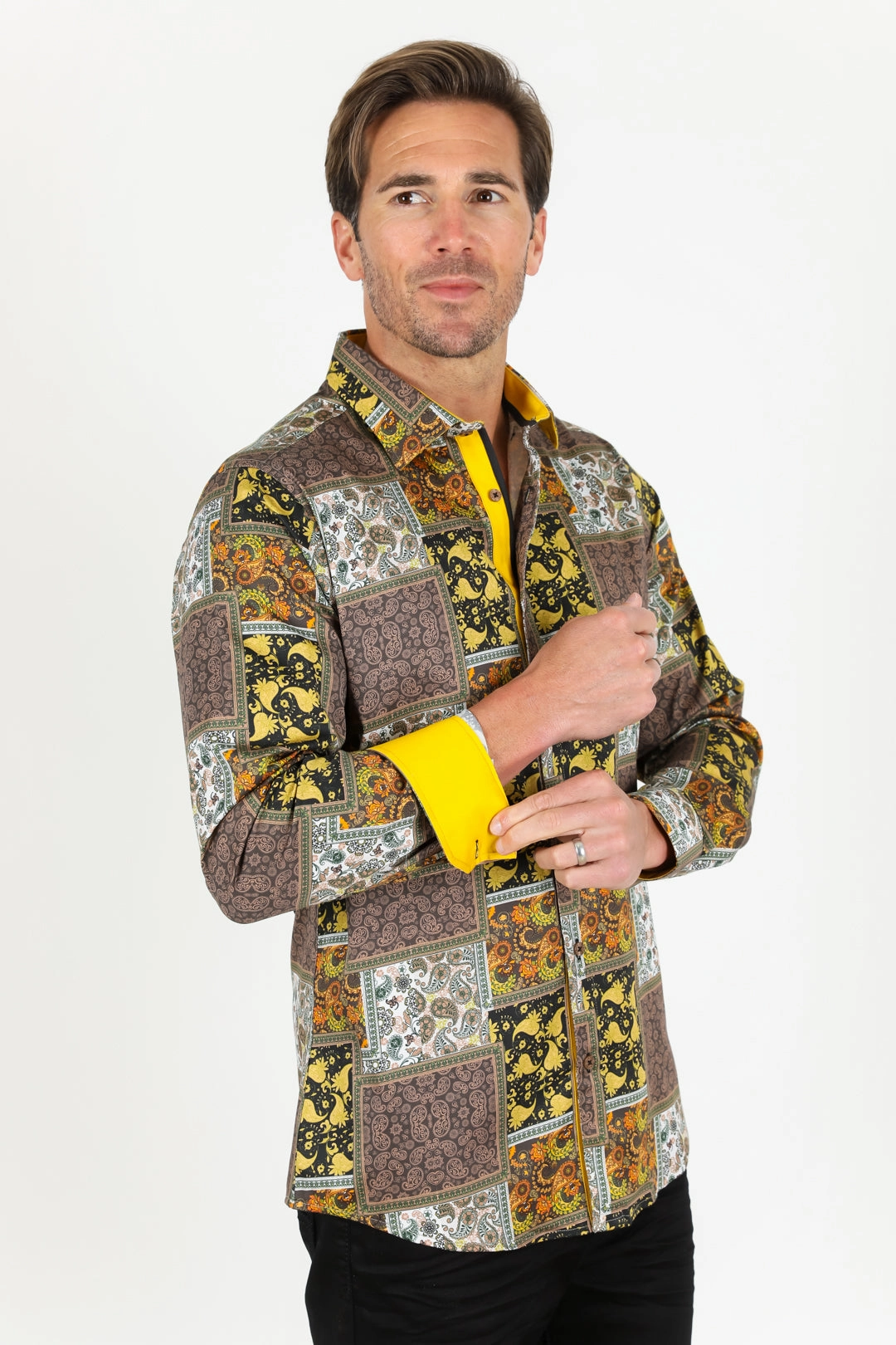 Satin Cotton/Spandex Long Sleeve Shirt - Black Essential Piece