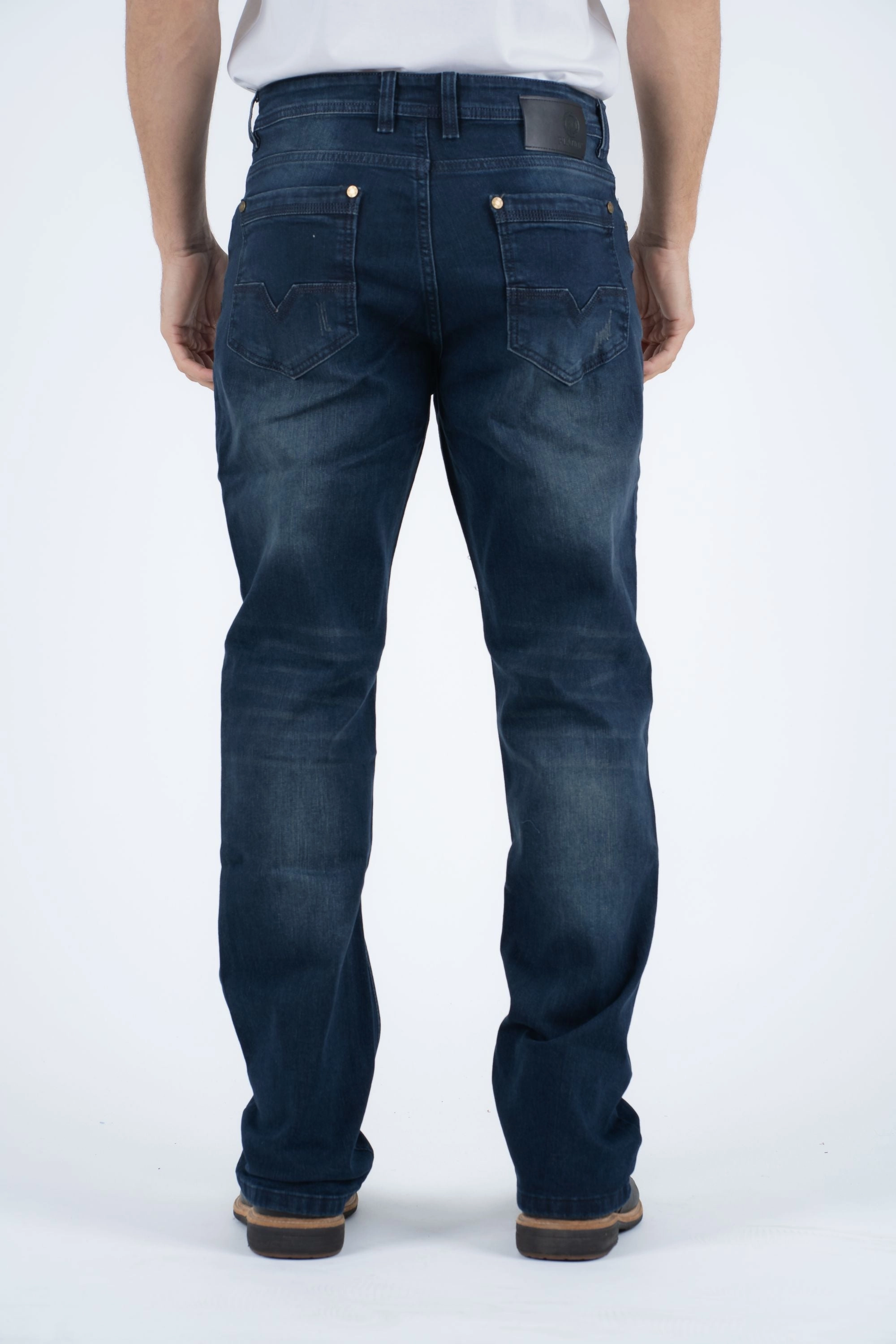 Button Fly Option Holt Men's Blue Boot Cut Jeans