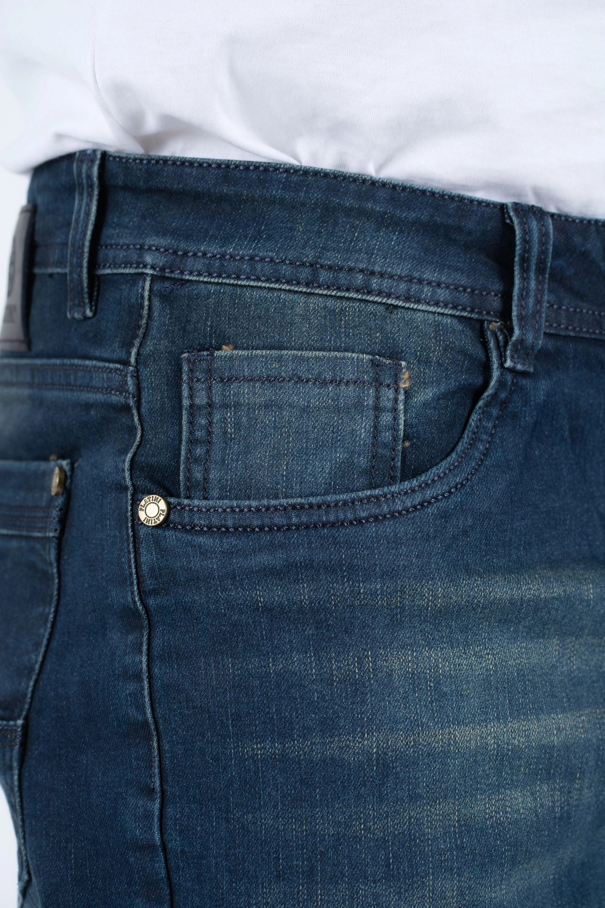 Holt Men's Mid Blue Boot Cut Jeans Seamless Waistband Finish Sustainable Beach Day