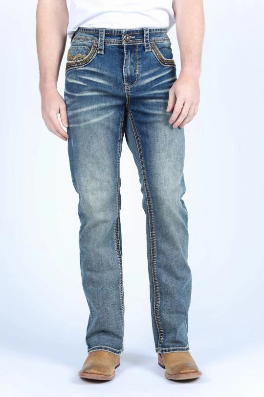 Holt Men's Slim Boot Cut Jeans Pre Washed Denim