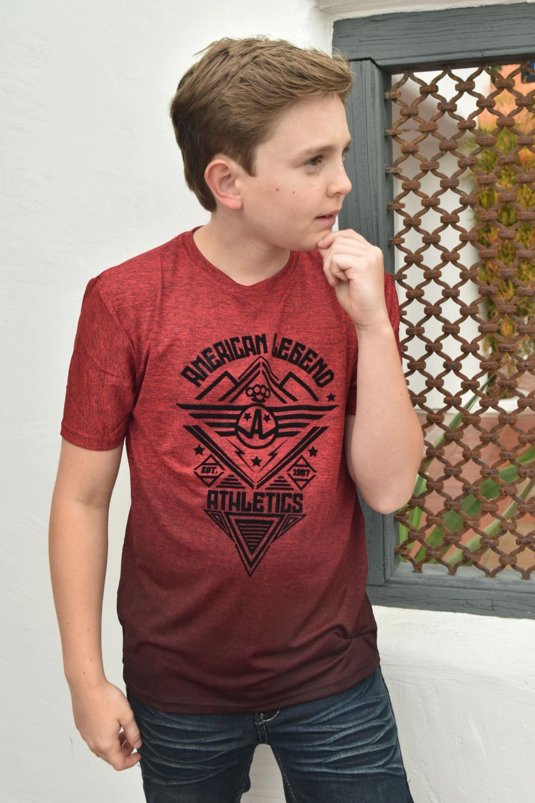 Kid's American Legend Red Ombre Quick Dry T-shirt Performance Fabric Relaxed Design