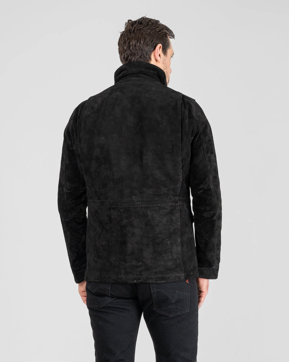 Road Look WaterRepellentFinish Horsehide Suede M65 Jacket - Black