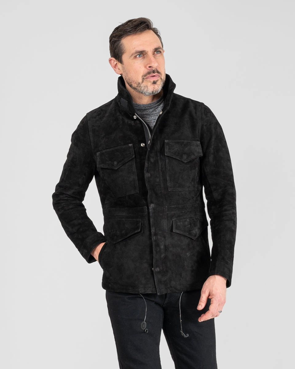Horsehide Suede M65 Jacket - Black Reinforced Edges