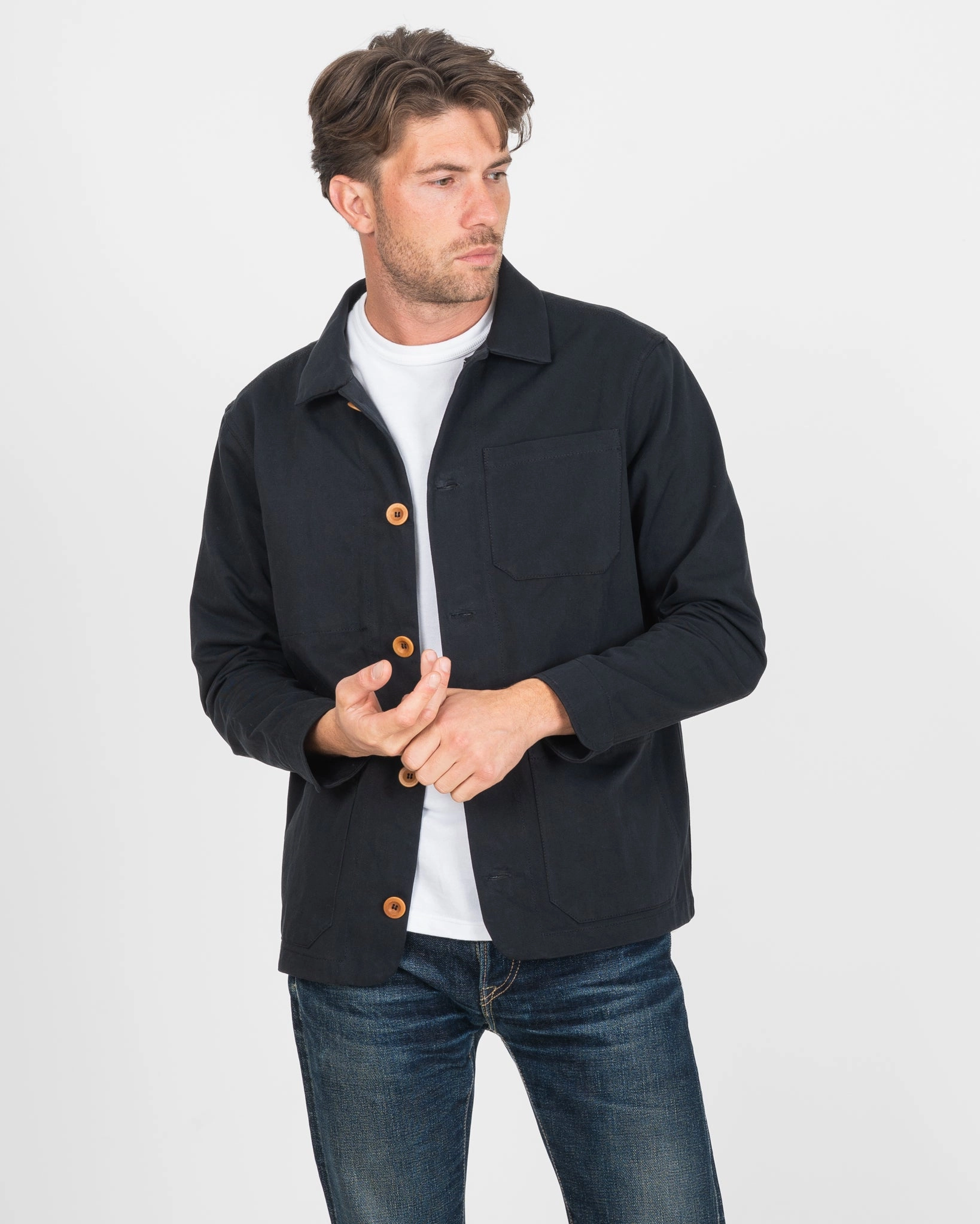 STF 8oz Brushed Twill Chore Jacket - Black Eco Friendly Production