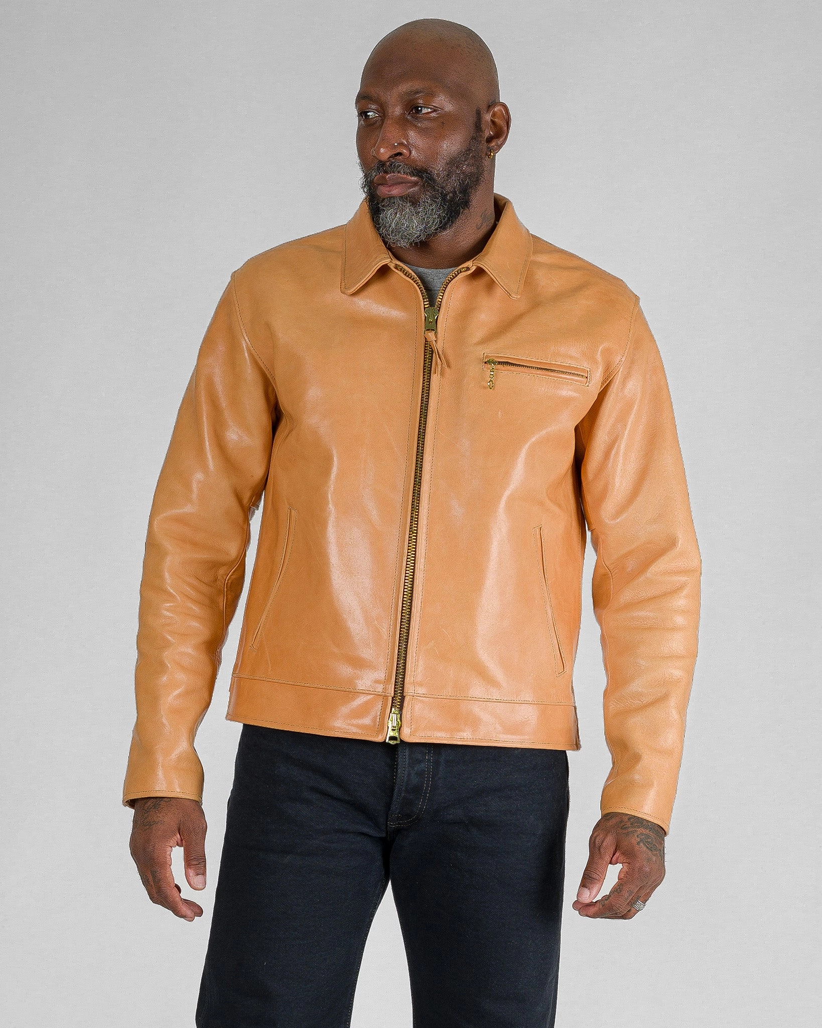 Iron Heart x Simmons Bilt Mustang Horsehide Tailgunner - Natural Compact packaging Soft Interior Brushing