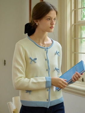 ??Final Sale??Clementina Round Neck Bow Cardigan FastDrying Inner Layer