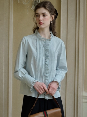 Jordyn Hollow Lace Patchwork Crew Neck Blouse Sporty Style