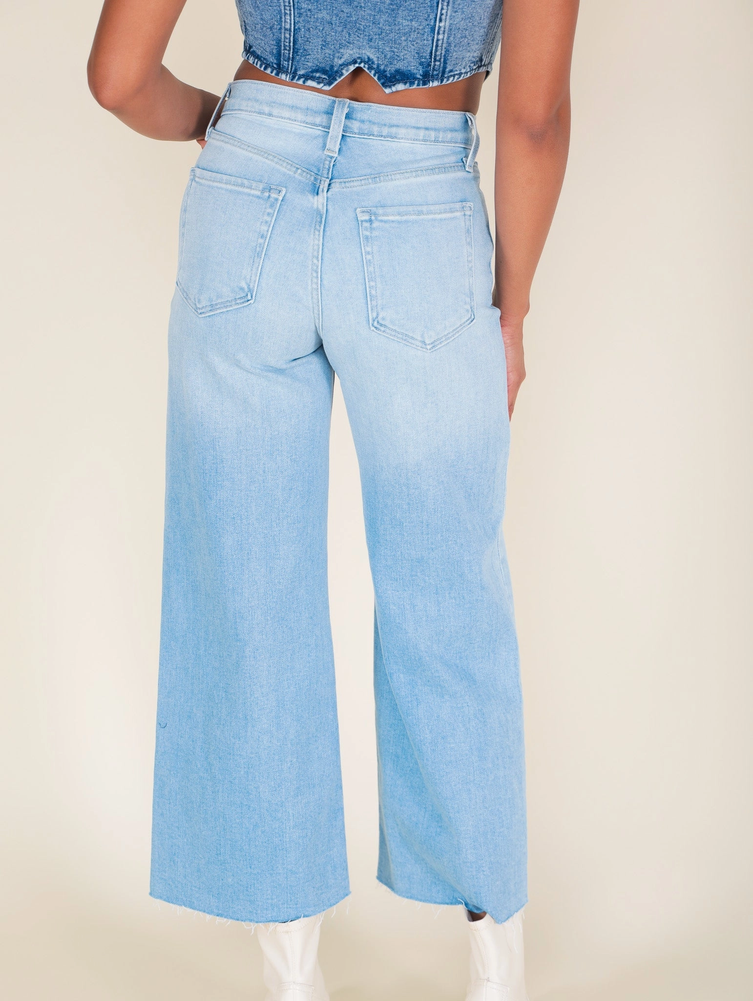 Juniper Jane Wide Leg Denim Unfaded Hemline