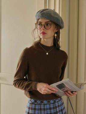 Epic Glow Permanent Crease Kamari Mock Neck 100% Wool Slim Fit Knit Sweater