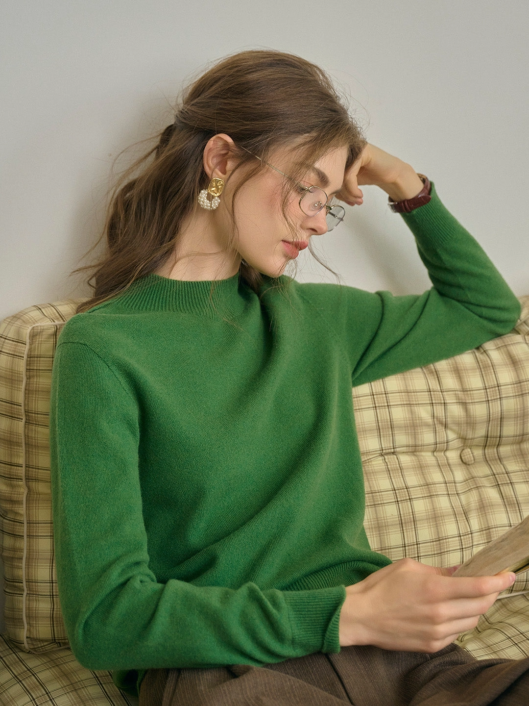 Kamari Mock Neck 100% Wool Slim Fit Knit Sweater Timeless Skirt