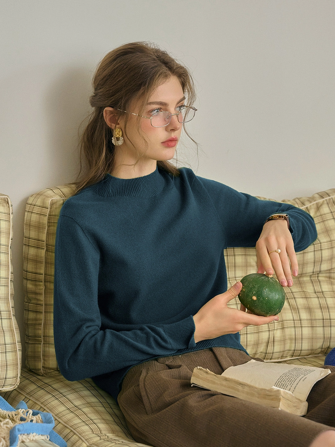 Kamari Mock Neck 100% Wool Slim Fit Knit Sweater AntiPilling Technology Regular Fit