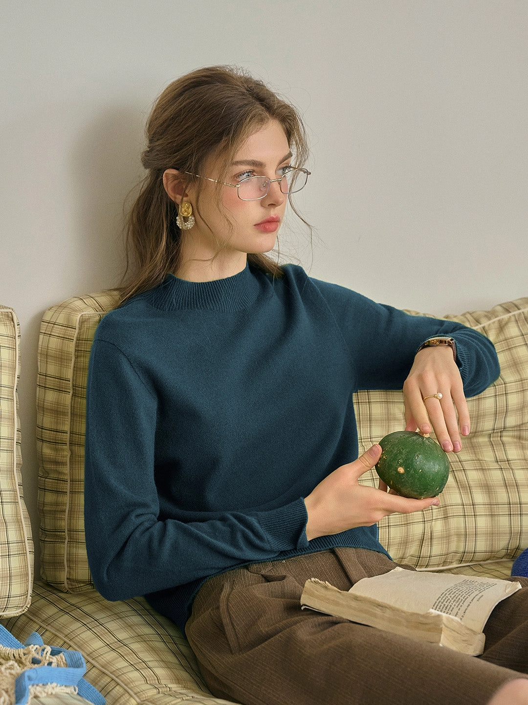 Classic Shirt Kamari Mock Neck 100% Wool Slim Fit Knit Sweater