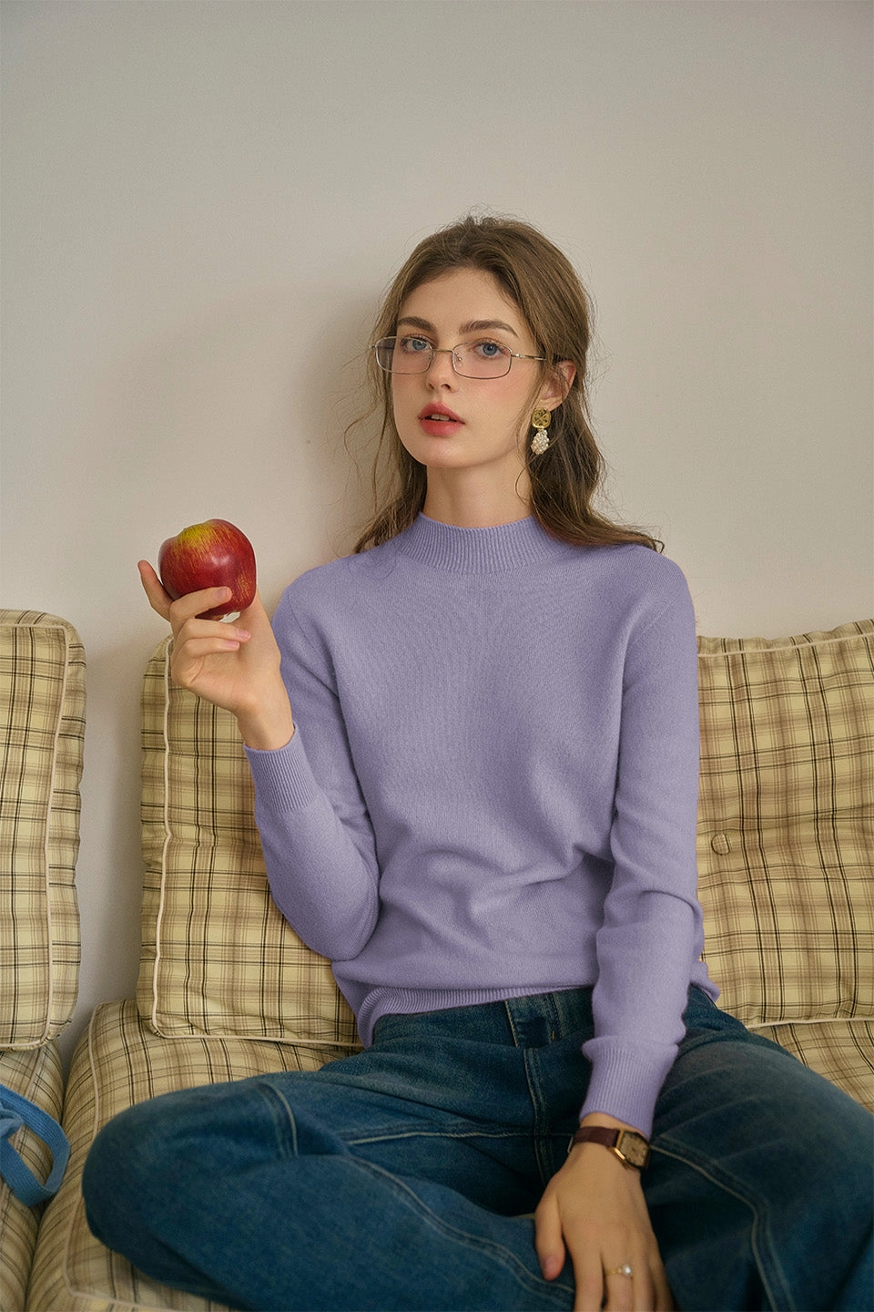 SeamlessFit Kamari Mock Neck 100% Wool Slim Fit Knit Sweater